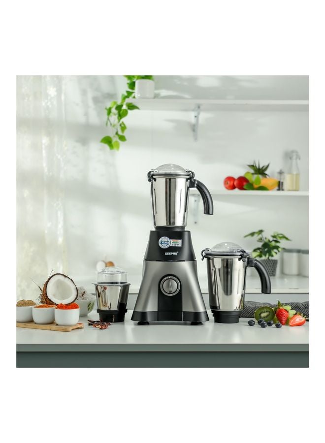 Renewed - Mixer Grinder, Powerful Copper Motor with Stainless Steel Jars and Blades 750 W GSB44089 Black/Silver