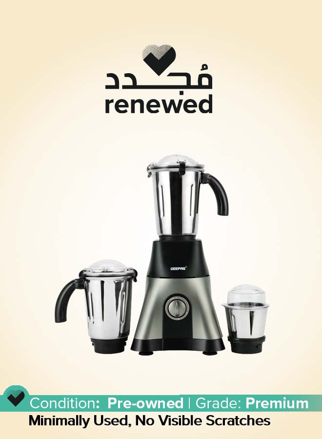 Renewed - Mixer Grinder, Powerful Copper Motor with Stainless Steel Jars and Blades 750 W GSB44089 Black/Silver