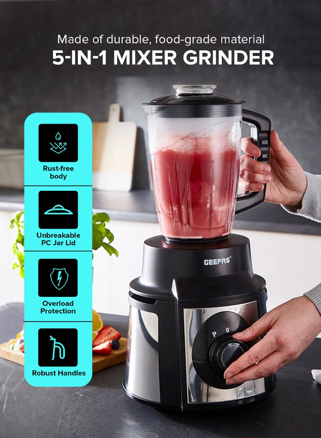 Renewed - Mixer Grinder with Super Extractor 5 In 1 Functions Powerful copper motor and Stainless steel jars Harmonic grinding Overload protection 1000 W GSB5457N White/Red