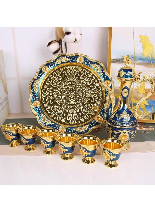 Tea Set, Vintage Coffee Pot Set with 6 Coffee Cups and Tea Tray for Family Wedding Favours Tea Party