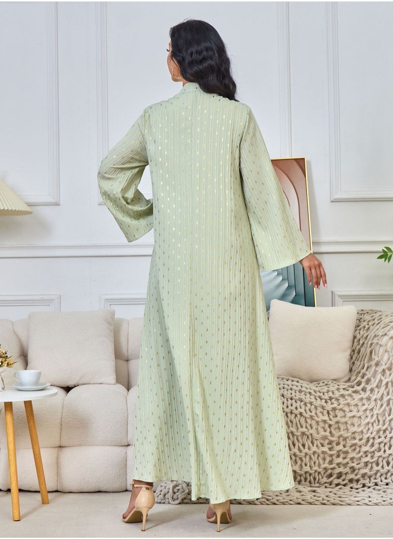 Ladies Exquisite Sequin Decoration Robe Elegant Long Dress Fashion Middle East Muslim Abaya Green