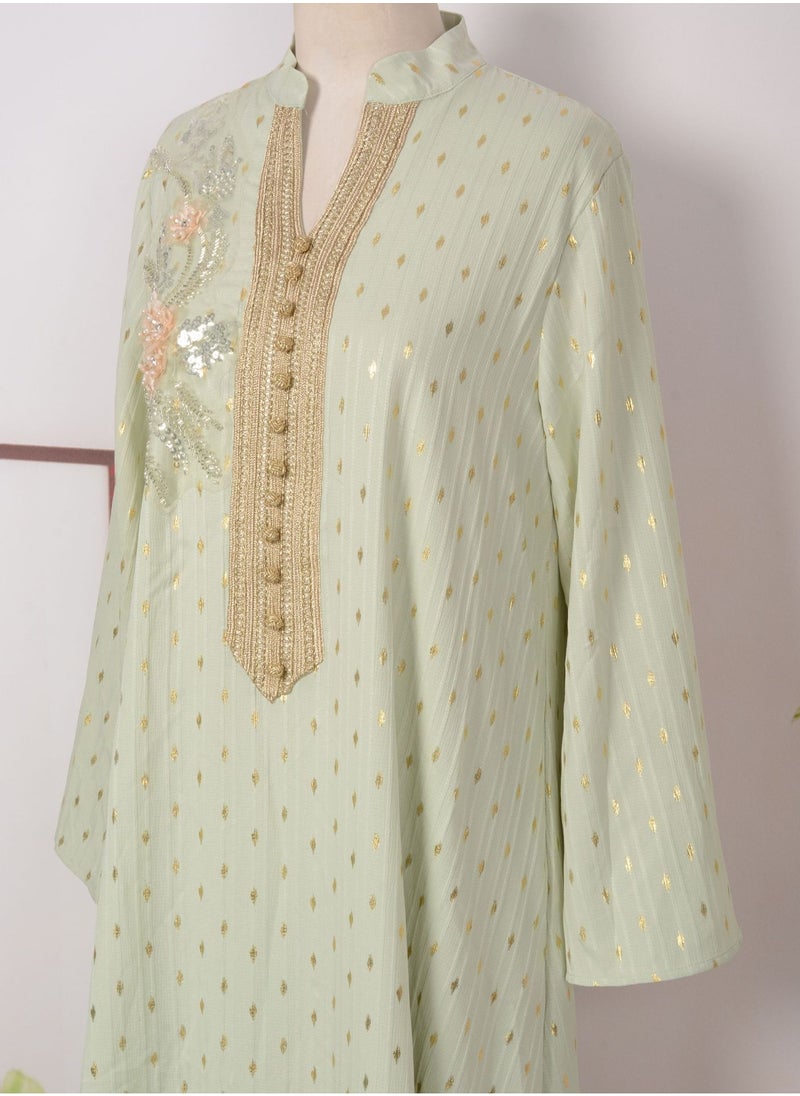 Ladies Exquisite Sequin Decoration Robe Elegant Long Dress Fashion Middle East Muslim Abaya Green