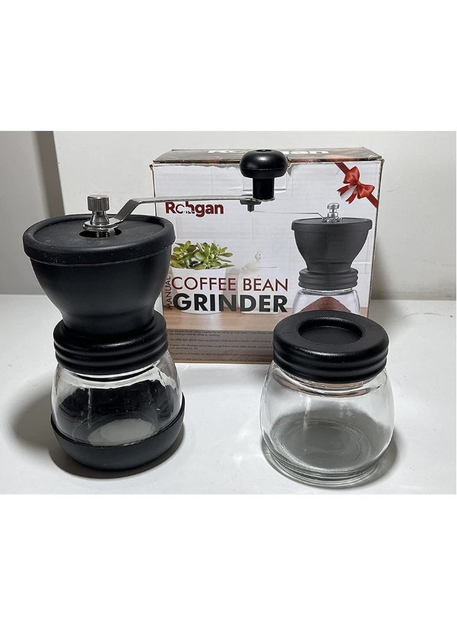Manual Coffee Bean Grinder, Portable Hand Coffee Mill, 2 Glass Jars 11oz Each, Adjustable Ceramic Burr Mill Hand Crank Household Crusher Coffee Bean Tools, for Espresso, and Spices