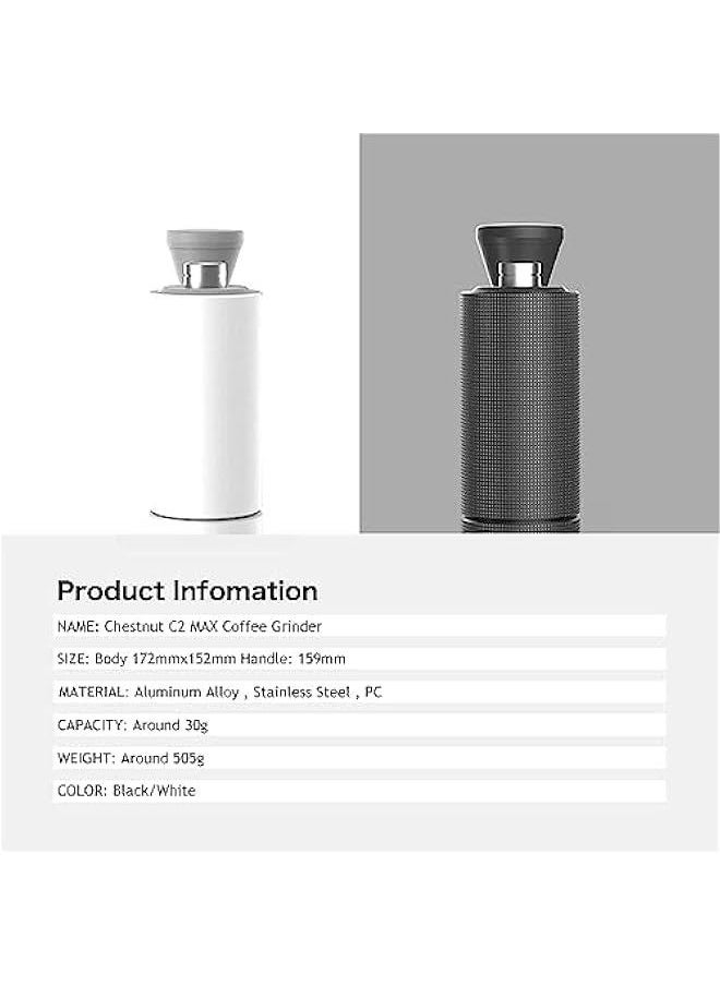Timemore C2 Manual Coffee Grinder Espresso Grinder Stainless Steel Burr Aluminium Body with Carry Bag and Cleaning Brush