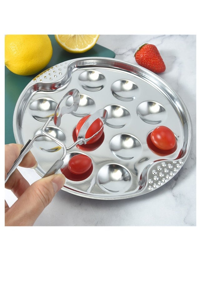 French Escargot Dish 1 Set Baked Snails Barbecue Snail Plate with Clips and Forks Escargot Baking Escargot Clips Escargot Fork Stainless Steel Baking Pans 12 Holes Snail Plate Tool Kit