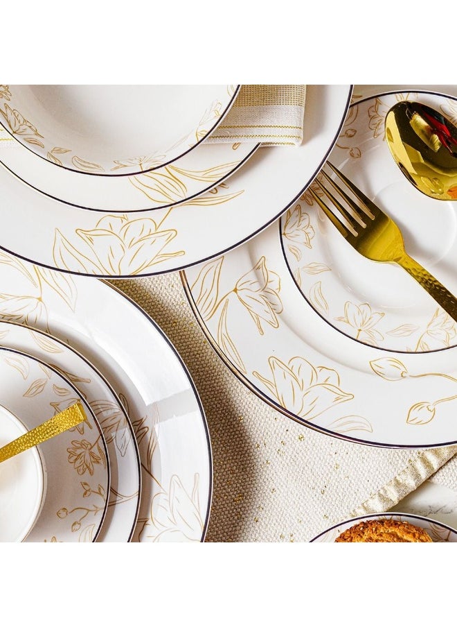 Beatrice 44 Piece New Bone China Dinner Set Elegant Dinnerware for 8 Stylish Plates Bowls Cups and Serveware Perfect for Formal Dining Home Entertaining & Gifting