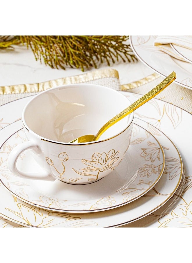 Beatrice 44 Piece New Bone China Dinner Set Elegant Dinnerware for 8 Stylish Plates Bowls Cups and Serveware Perfect for Formal Dining Home Entertaining & Gifting
