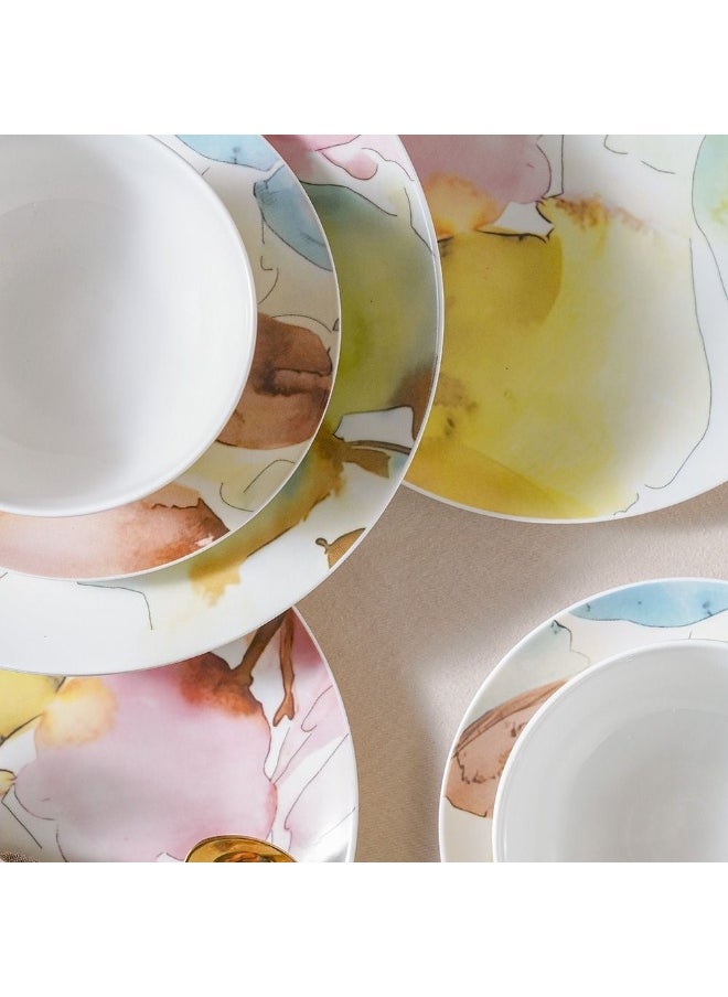 Youthful Bite 16 Piece New Bone China Dinner Set Elegant Dinnerware for 4 Includes Plates Bowls Mugs & side Plates Perfect for Formal Dining Home Entertaining & Gifting Serves 4