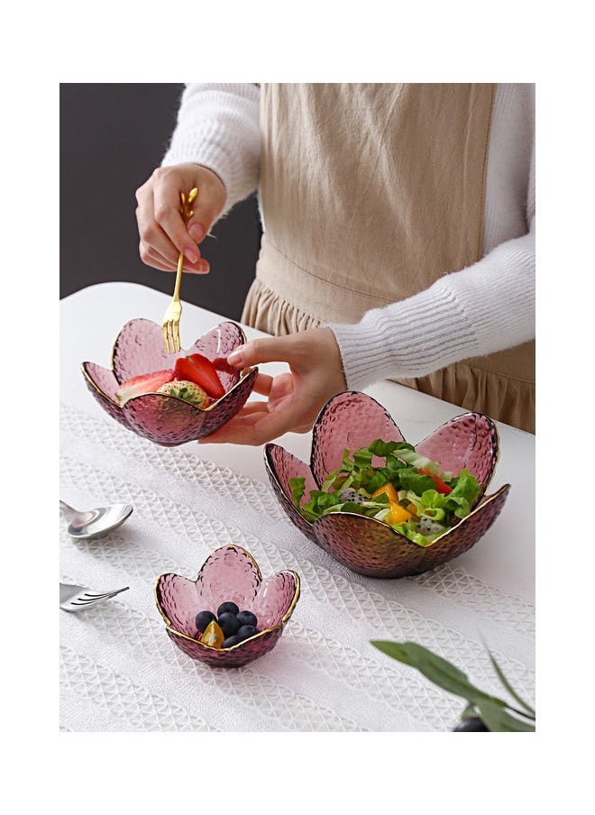 3-Piece Lotus Glass Plates Red 16.5x7.5x9cm