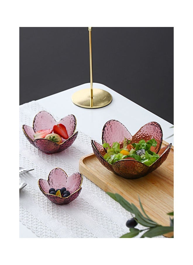 3-Piece Lotus Glass Plates Red 16.5x7.5x9cm