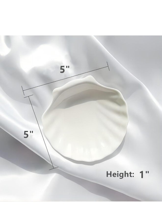Sauce Dish,Dip/Dipping Bowls Set of 4, 5 White Porcelain Dipping Sauce Bowls/Dishes for Sushi Tomato Sauce, Soy Sauce, Ketchup,Honey Mustard,BBQ Sauce or Seasoning (Shell shape- 3 Oz)