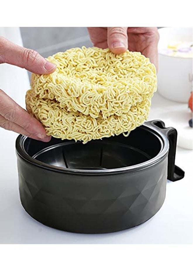 Microwave Ramen Cooker Ramen Bowl Set with Lid Chopsticks College Dorm Room Essentials for Girls, Boys, Rapid and Quick Ramen Cooker with Handles  Apartment Essentials for Apartment Black
