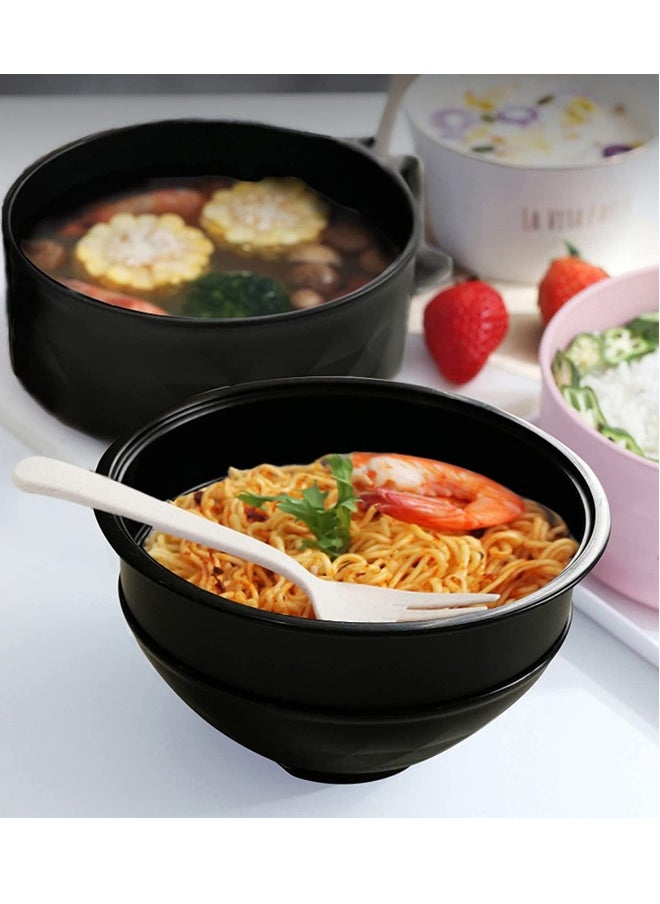 Microwave Ramen Cooker Ramen Bowl Set with Lid Chopsticks College Dorm Room Essentials for Girls, Boys, Rapid and Quick Ramen Cooker with Handles  Apartment Essentials for Apartment Black