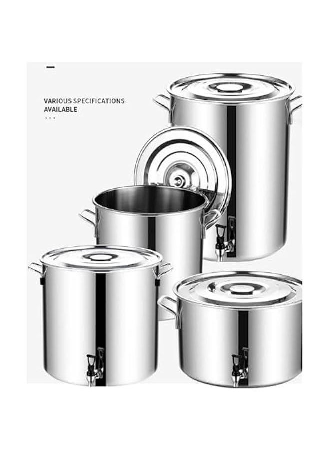 Stainless Steel Stock Pot - Stock Pot With Sot, Round Stock Pot With Soft-Touch Handles, Stainless Steel Soup Stockpot Composite Bottom 5L Wine Bucket,Thicken Milk Can With Tap Stock Pot (Size