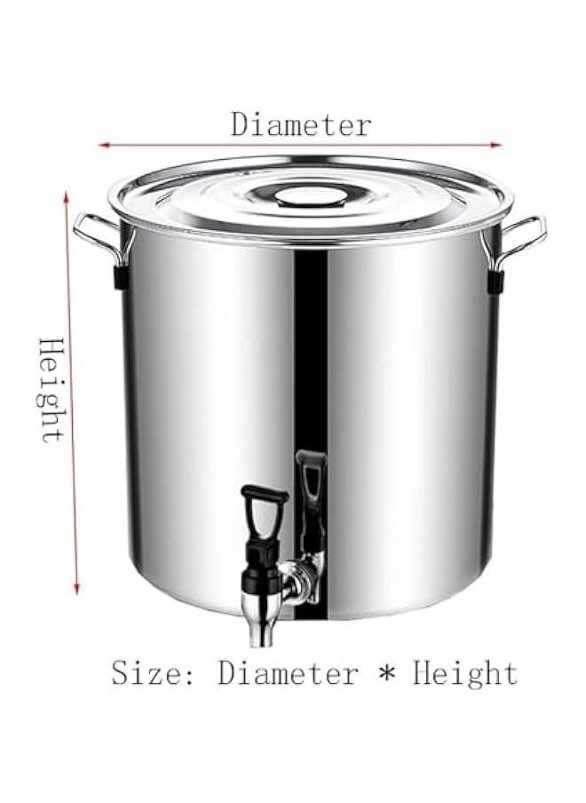 Stainless Steel Stock Pot - Stock Pot With Sot, Round Stock Pot With Soft-Touch Handles, Stainless Steel Soup Stockpot Composite Bottom 5L Wine Bucket,Thicken Milk Can With Tap Stock Pot (Size
