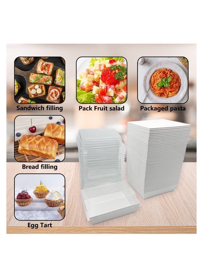Charlovelyrie Boxes with Clear Lids, 50Pcs Brown Oil-Proof Kraft Paper Dessert Boxes Food Containers for Bakery, Macaron, Cookies, Mini Cakes, Strawberries, Tiramisu Hamburger Packing Box