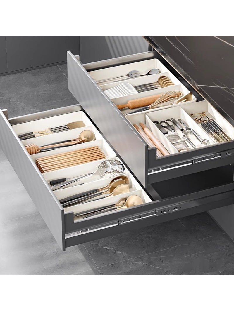 Multifunctional Four Side Expandable Adjustable Cutlery Drawer Organizer, Utensil Kinfe Trayanna, Removable Silverware and Flatware Holder, Closet Cutlery Tray for Spoons Forks Knives,