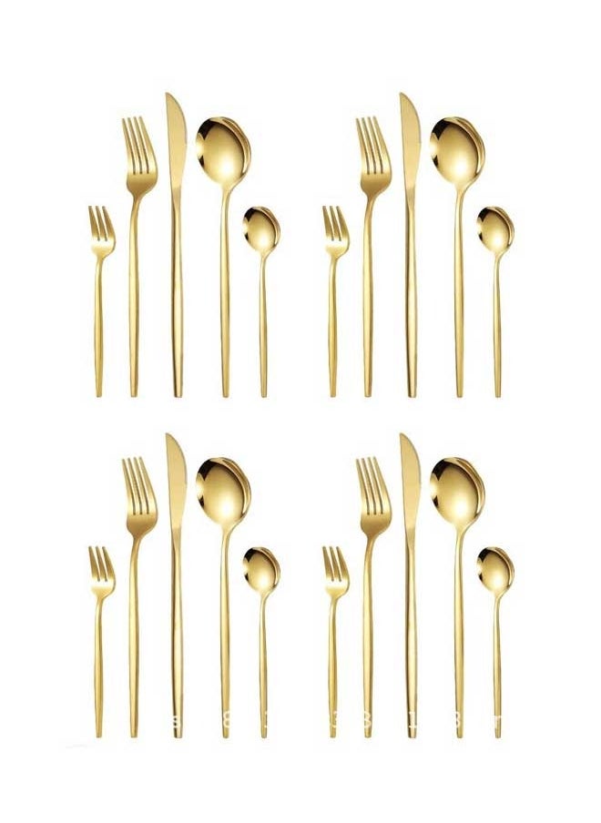 20-Piece Stainless Steel Cutlery Set Gold