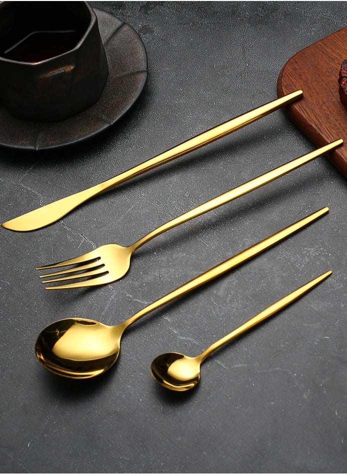 20-Piece Stainless Steel Cutlery Set Gold
