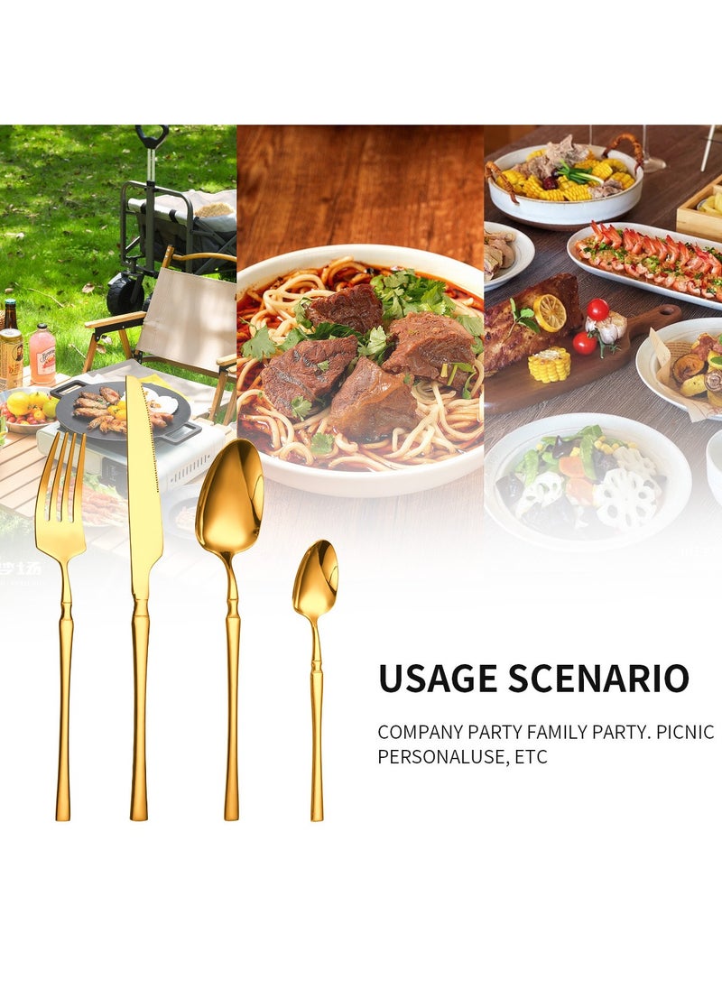 30-Piece Stainless Steel Cutlery Set Gold/White