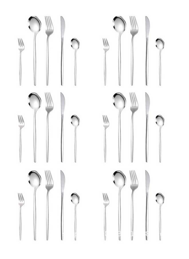 30-Piece Stainless Steel Cutlery Set Sliver