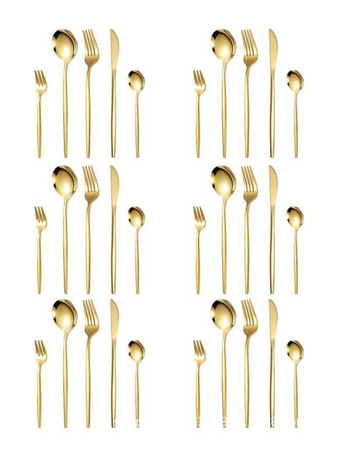 30-Piece Stainless Steel Cutlery Set Gold