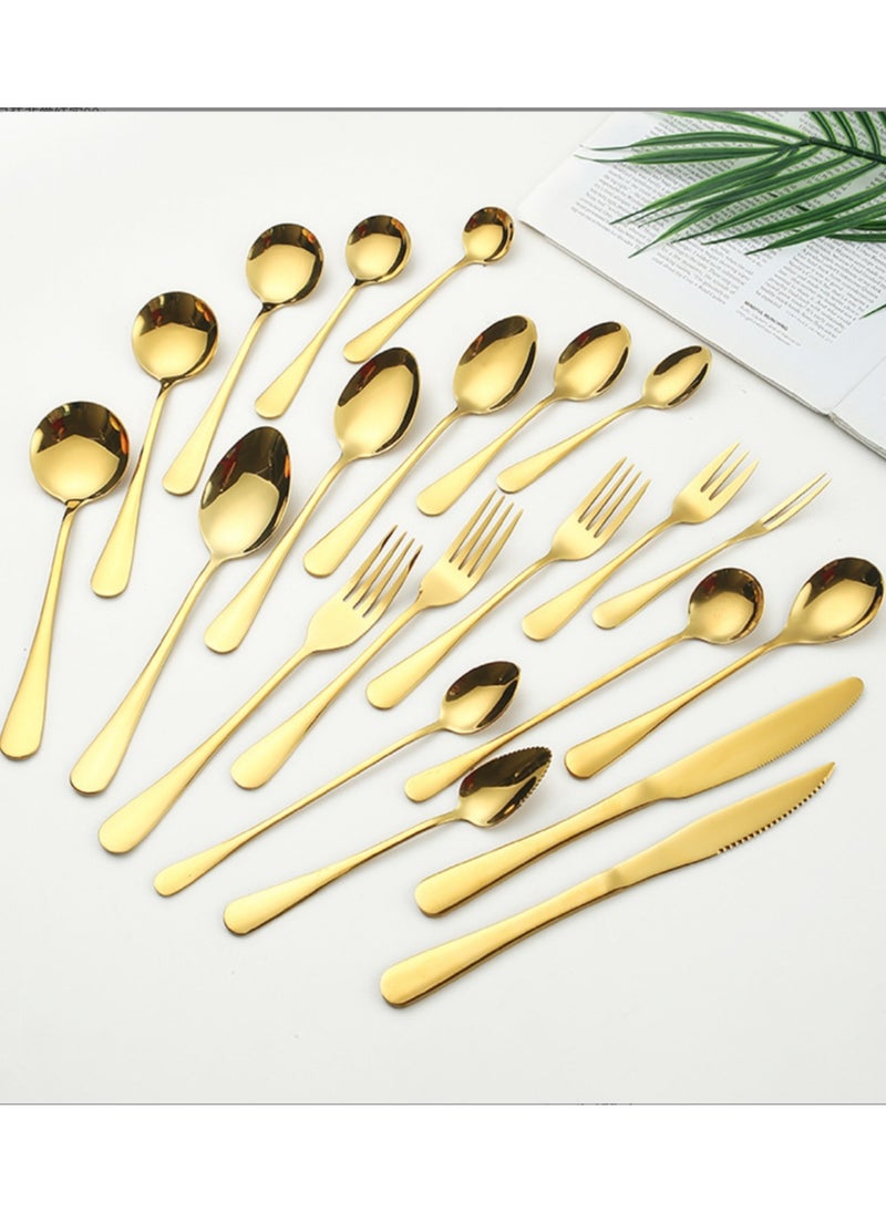 30-Piece Stainless Steel Cutlery Set Gold