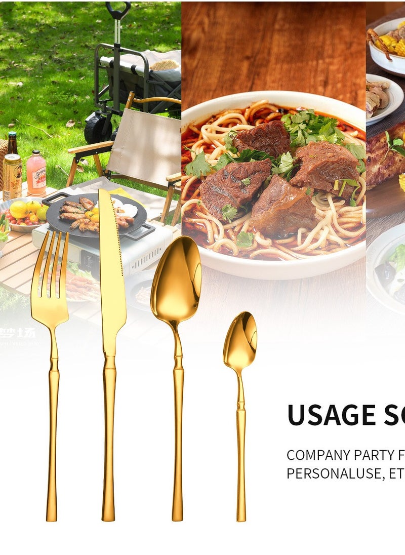 30-Piece Stainless Steel Cutlery Set Gold
