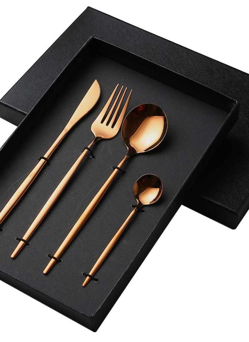 4-Piece Stainless Steel Cutlery Set Rose Gold