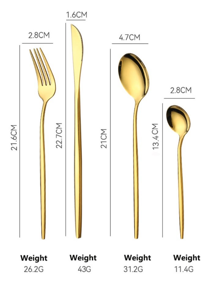 4-Piece Stainless Steel Cutlery Set Gold