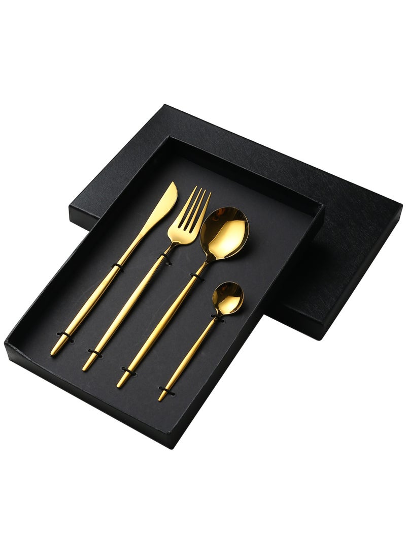 4-Piece Stainless Steel Cutlery Set Gold