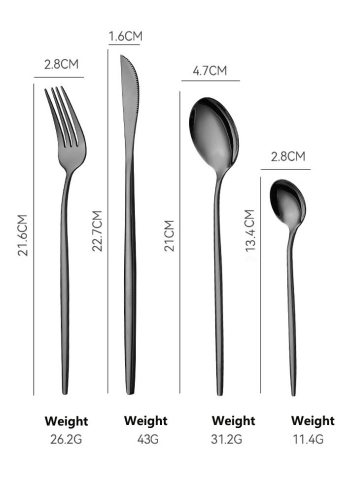 4-Piece Stainless Steel Cutlery Set Black