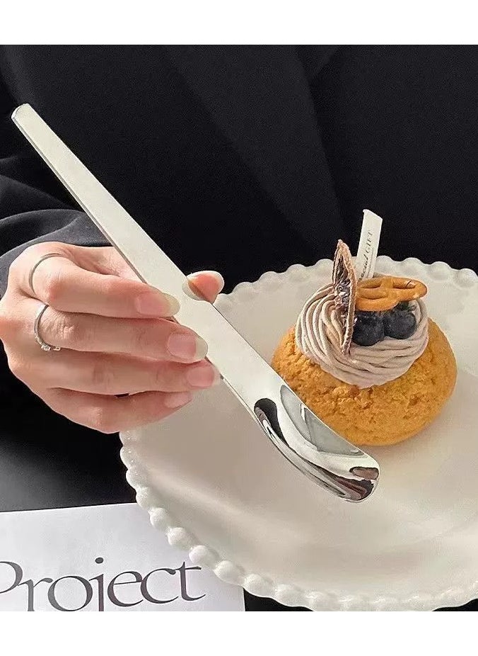 Stainless Steel Dessert Spoon Cake Spoon Cheese Spoon Yogurt Coffee Spoon Sliver 140mm
