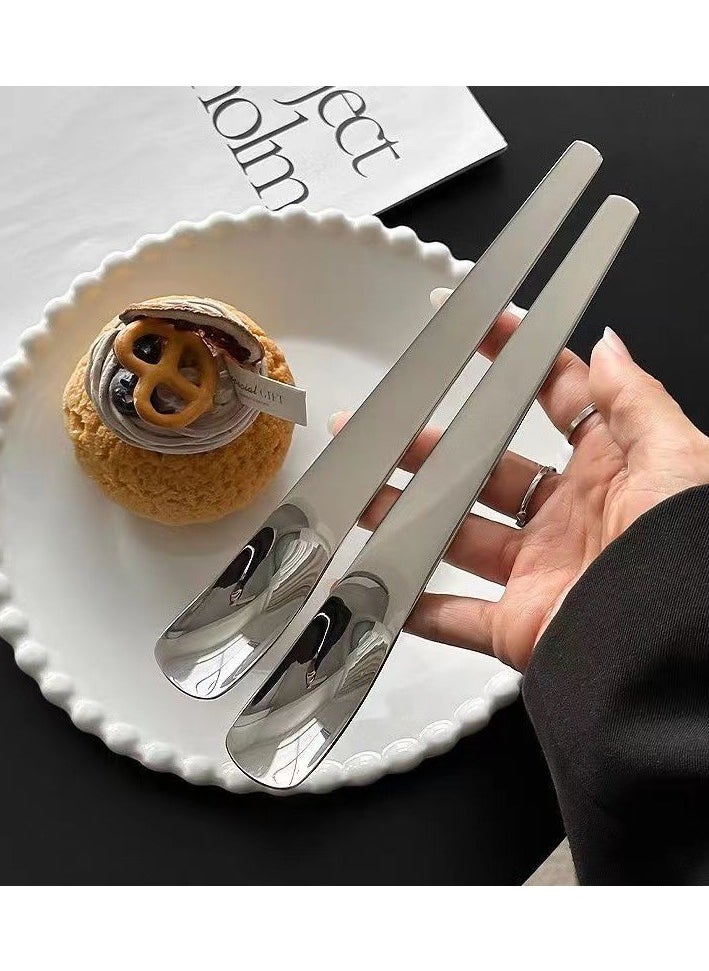 Stainless Steel Dessert Spoon Cake Spoon Cheese Spoon Yogurt Coffee Spoon Sliver 178mm