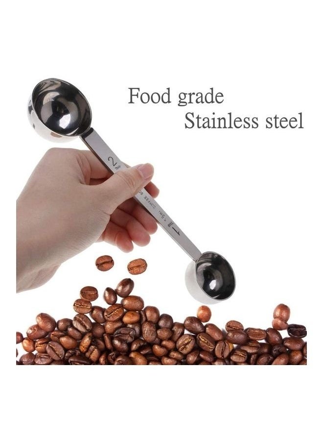 2-In-1 Stainless Steel Coffee Scoop  Spoon Silver