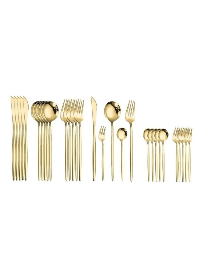 30-Piece Stainless Steel Cutlery Set Gold