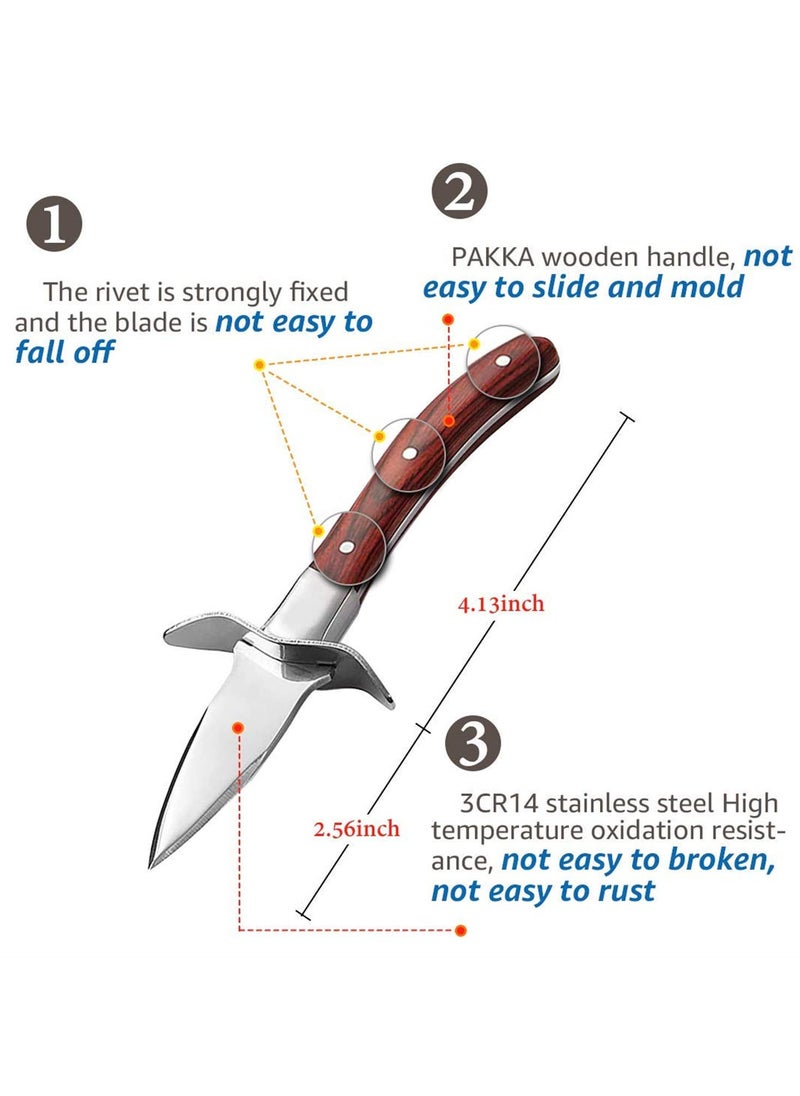 Poyster Shucking Knife Set with Wooden Handle u0026 Protective Gloves Oyster Shucker Tool for Safe and Efficient Shell Opening-(M)
