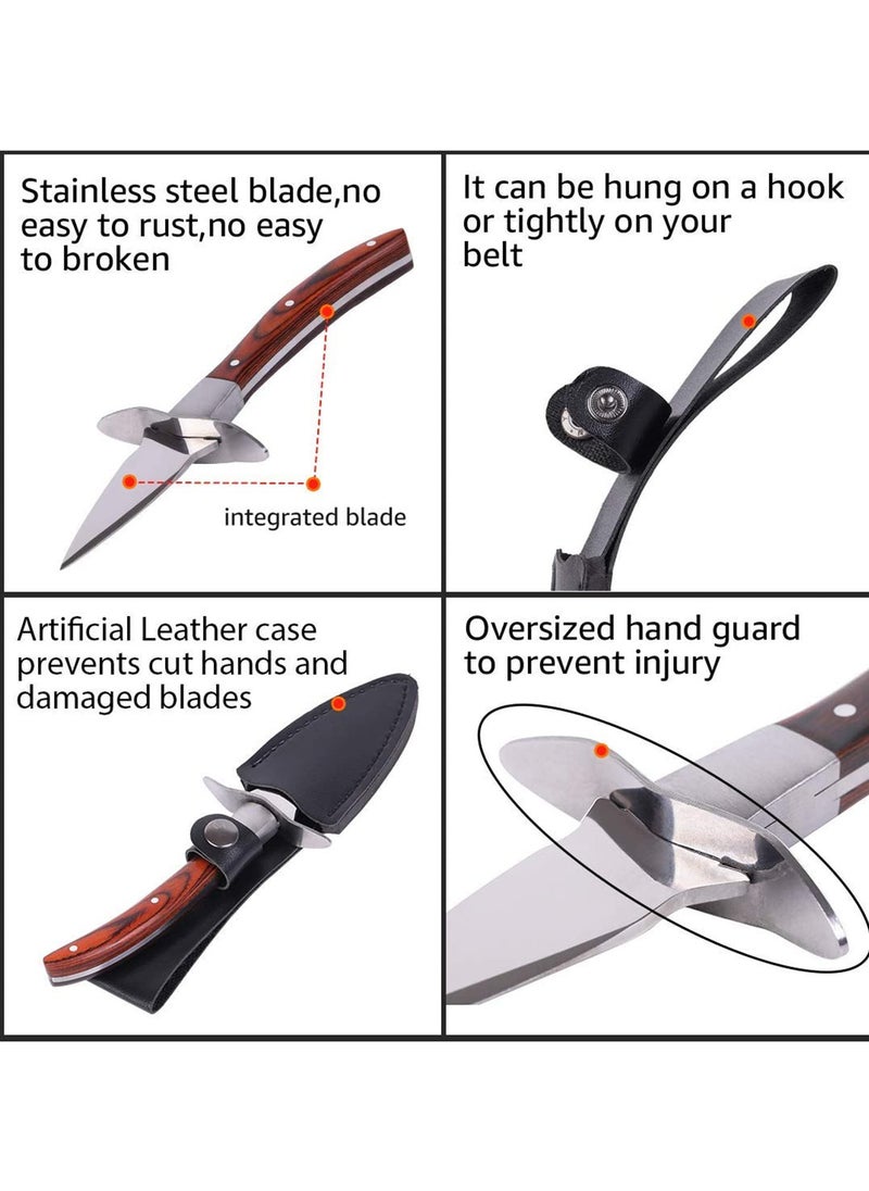 Poyster Shucking Knife Set with Wooden Handle u0026 Protective Gloves Oyster Shucker Tool for Safe and Efficient Shell Opening-(M)