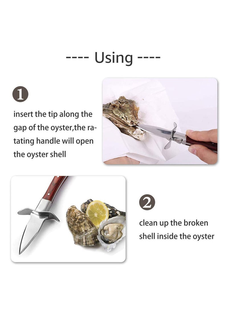 Poyster Shucking Knife Set with Wooden Handle u0026 Protective Gloves Oyster Shucker Tool for Safe and Efficient Shell Opening-(M)