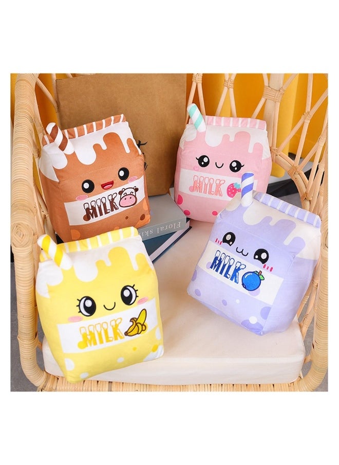 Milk Plush Pillow, Cartoon Soft Strawberry Milk Plushie Fruit Pillow, Food Shaped Pillow Fruit Milk Pillow, Home Hugging Gift for Kids (Chocolate, One Size)