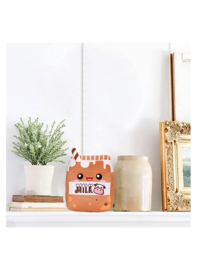 Milk Plush Pillow, Cartoon Soft Strawberry Milk Plushie Fruit Pillow, Food Shaped Pillow Fruit Milk Pillow, Home Hugging Gift for Kids (Chocolate, One Size)