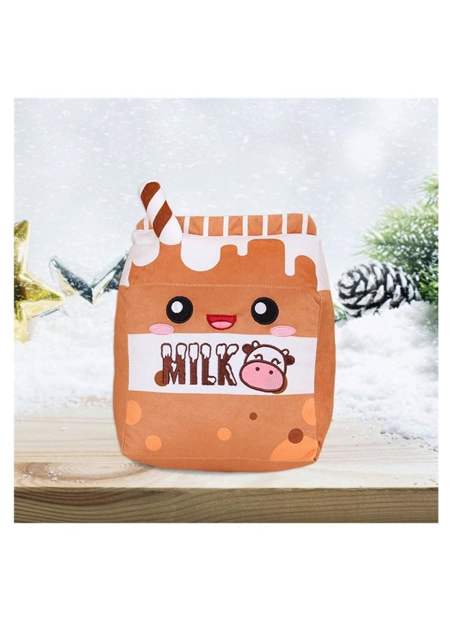 Milk Plush Pillow, Cartoon Soft Strawberry Milk Plushie Fruit Pillow, Food Shaped Pillow Fruit Milk Pillow, Home Hugging Gift for Kids (Chocolate, One Size)