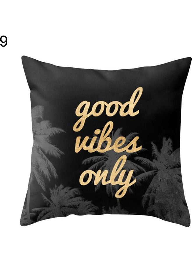 Scenery Printed Pillow Cover Black/Gold