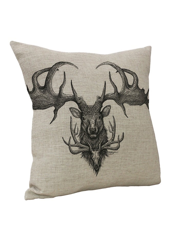 Square Shape Decorative Throw Pillow Beige/Black 45 x 45cm