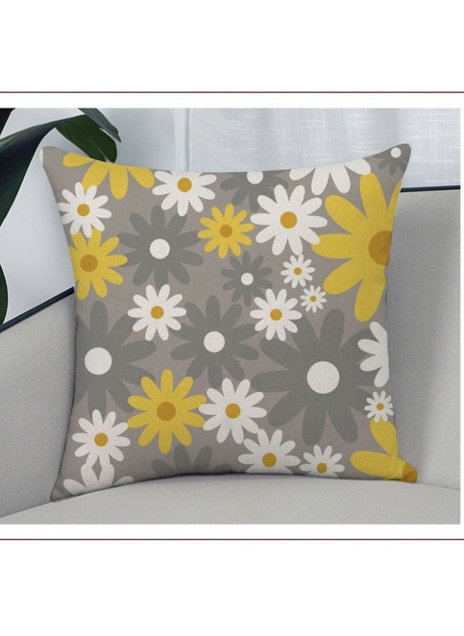 Throw Pillowcase, 4-Piece Home Decoration Small Daisy Pattern Decorative indoor Pillow Case for Couch Sofa Chair