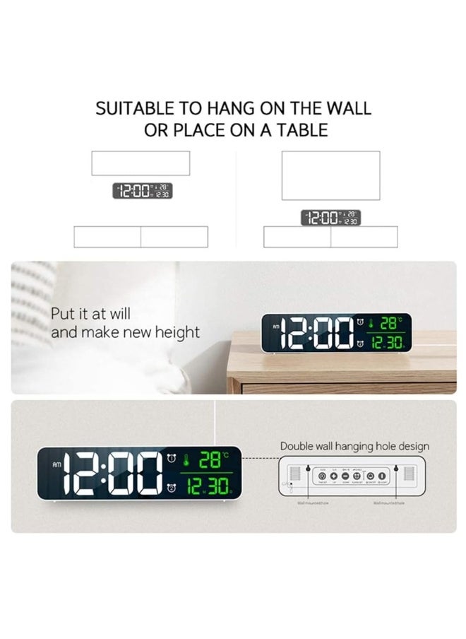 Digital Clock Large Display - LED Electric Alarm Clock for Bedrooms - Date u0026 Temperature Display - Automatic Brightness Dimmer - Stylish and Simple - White