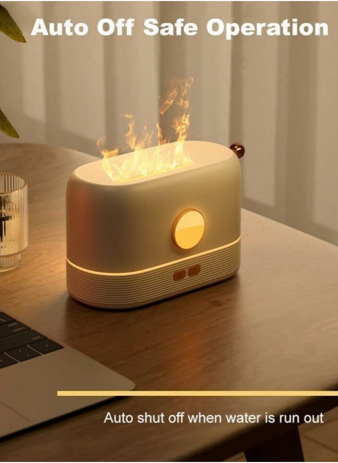Flame Humidifier | Flame Essential Oil Diffuser with Smart Shut Off, 3D Flame Cool Mist Yoga SPA  for Home Bedroom Office and Gifting for Friends and Family  200ml Ultrasonic Aroma | White