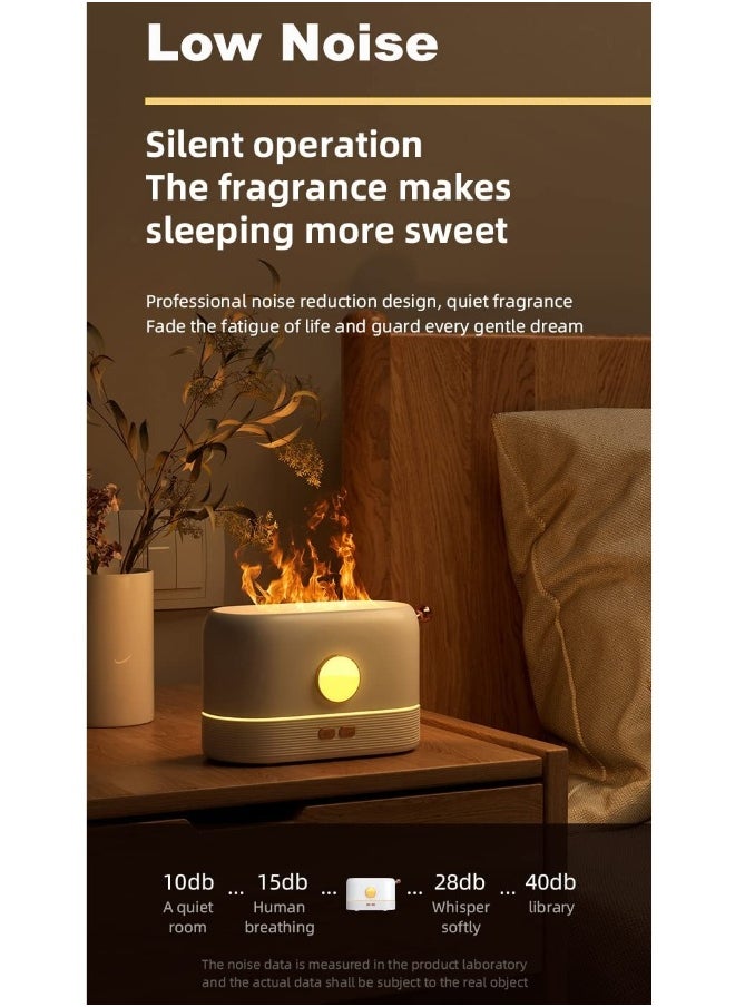 Flame Humidifier | Flame Essential Oil Diffuser with Smart Shut Off, 3D Flame Cool Mist Yoga SPA  for Home Bedroom Office and Gifting for Friends and Family  200ml Ultrasonic Aroma | White