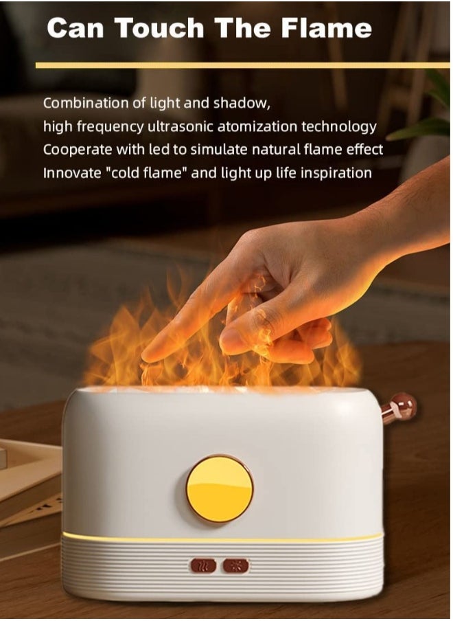 Flame Humidifier | Flame Essential Oil Diffuser with Smart Shut Off, 3D Flame Cool Mist Yoga SPA  for Home Bedroom Office and Gifting for Friends and Family  200ml Ultrasonic Aroma | White