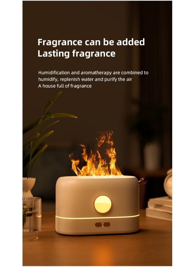 Flame Humidifier | Flame Essential Oil Diffuser with Smart Shut Off, 3D Flame Cool Mist Yoga SPA  for Home Bedroom Office and Gifting for Friends and Family  200ml Ultrasonic Aroma | White